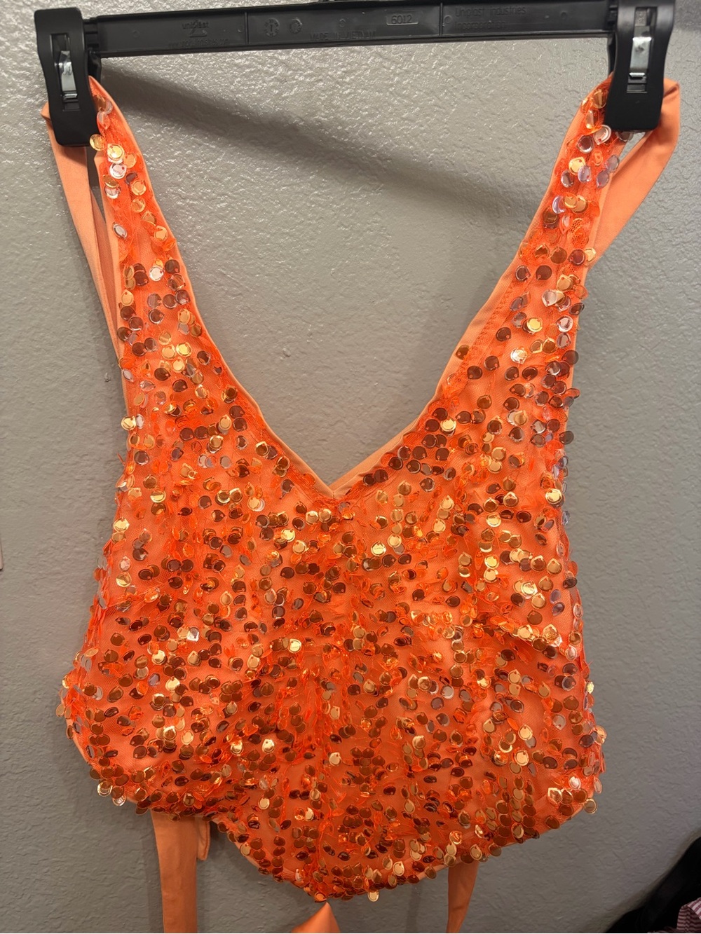 Fashion Nova Orange Sequin V-Neck Camisole